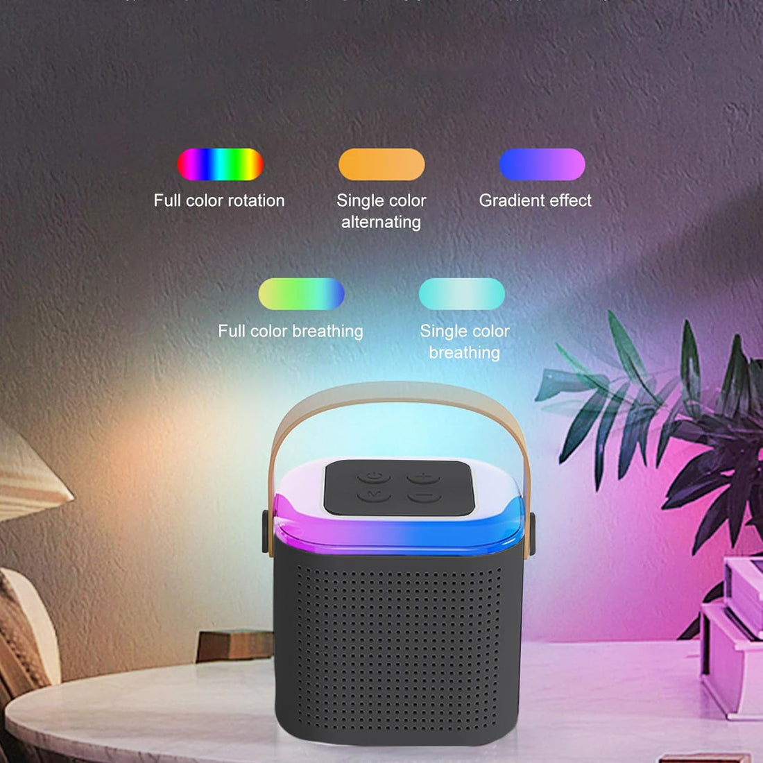 Wireless Speaker Microphone Set RGB Light Support Memory Card Portable Karaoke Machine Perfect For Travel TV